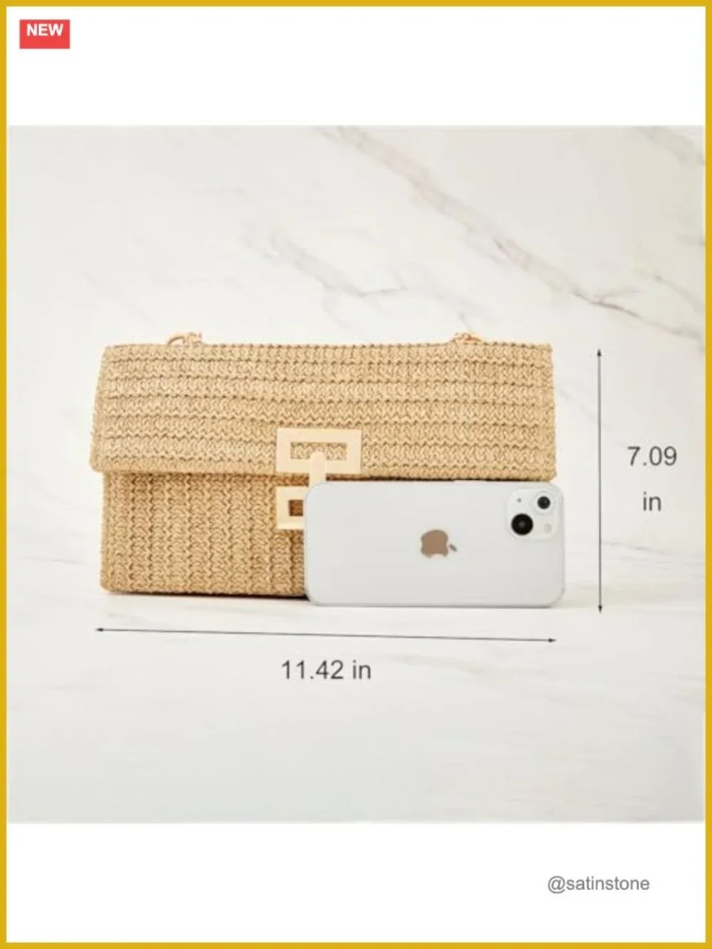 Elegant Woven Straw Clutch Shoulder Bag Summer Beach Crossbody Handbag